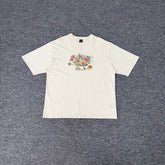 Derschutze Floral Embroidery Short-Sleeve Unisex Loose-Fit Crew Neck Pure Cotton Casual Printed T-Shirt