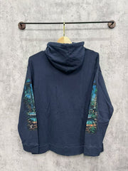 WHO DECIDES WAR Gothic Window Graphic Hoodie Navy Blue Unisex Oversized Streetwear Pullover