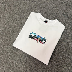 Derschutze Summer New Loose Crew Neck Short Sleeve T-Shirt, Unisex Casual Embroidered Print Top