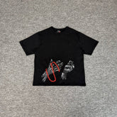 Derschutze American Street Style Heavy Embroidery Short-Sleeve T-Shirt, Unisex Loose Fit Hip Hop Pure Cotton Trendy Top