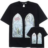 WHO DECIDES WAR Gothic Cathedral Graphic T-Shirt Unisex Oversized Streetwear Cotton Tee
