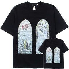 WHO DECIDES WAR Gothic Cathedral Graphic T-Shirt Unisex Oversized Streetwear Cotton Tee