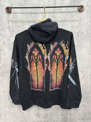 WHO DECIDES WAR Gothic Stained Glass Graphic Hoodie Unisex Oversized Streetwear Pullover