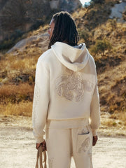 Derschutze western zip-up fleece jacket with appliqué embroidered horse cardigan hoodie