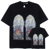 WHO DECIDES WAR Gothic Angel Graphic T-Shirt Grey Unisex Oversized Streetwear Cotton Tee