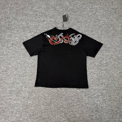 derschutze Chinese style dragon embroidered short-sleeved T-shirt, unisex, black, pure cotton, casual trendy top