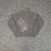 Derschutze blossm knit floral embroidered crew neck sweater, unisex loose casual sweater, trendy style.