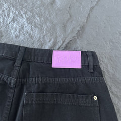 derschutze American street style embroidered jeans, unisex trendy loose straight leg casual versatile trousers