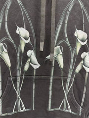 WHO DECIDES WAR Gothic Lily Graphic Hoodie Black Unisex Oversized Streetwear Pullover Sweatshirt