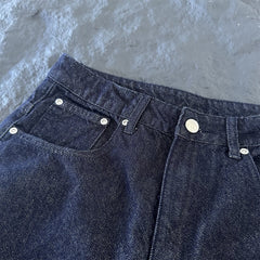derschutze American retro heavy embroidery washed distressed jeans, unisex loose wide-leg trendy trousers
