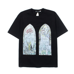WHO DECIDES WAR Gothic Cathedral Graphic T-Shirt Unisex Oversized Streetwear Cotton Tee