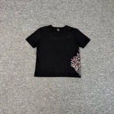 derschutze Cherry Blossom Embroidered Short-Sleeve T-Shirt, Unisex Couple Style, Pure Cotton Crew Neck Trendy Top