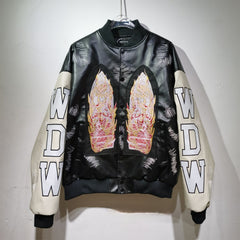 WHO DECIDES WAR Black Embroidered Varsity Jacket Unisex Oversized Streetwear Bomber Jacket
