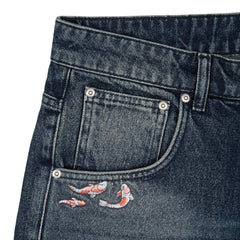 "koi fish v2" Jorts washed indigo