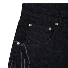 "hellboy" indigo raw bootcut Denim