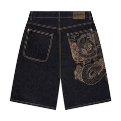 "yakuza" indigo raw Jorts 03
