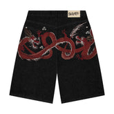 "yakuza" black raw Jorts