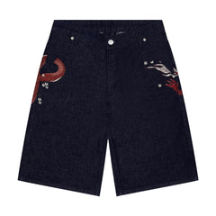 "yakuza" indigo raw Jorts 01