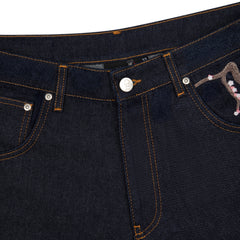 "blossom" indigo raw Jorts