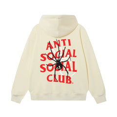 Anti Social Social Club Spider Red Logo Cream Hoodie