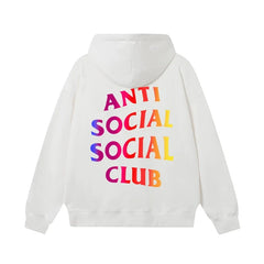Anti Social Social Club Rainbow Gradient Logo White Hoodie