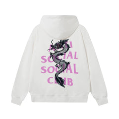 Anti Social Social Club Black Dragon Purple Logo White Hoodie