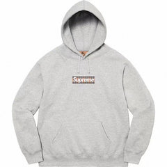 Supreme Box Logo Hooded Sweatshirt - Heather Grey / Plaid
