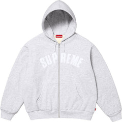Supreme Arch Logo Zip-Up Hooded Sweatshirt - Heather Grey