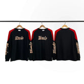 Rhude Camo Patch Logo Raglan Long Sleeve Tee Black Red