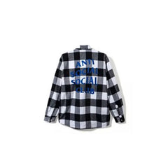 Anti Social Social Club Black White Plaid Blue Logo Flannel Shirt