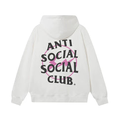 Anti Social Social Club Pink Bolt Circle Logo White Hoodie
