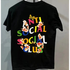 ASSC Black Tee – Pink Flower Butterfly Print