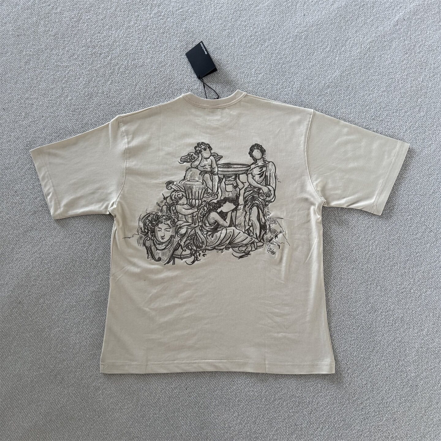 derschutze American heavy-duty embroidered short-sleeved T-shirt, unisex casual high-street style pure cotton top