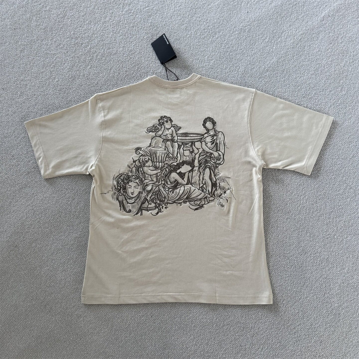 derschutze American heavy-duty embroidered short-sleeved T-shirt, unisex casual high-street style pure cotton top
