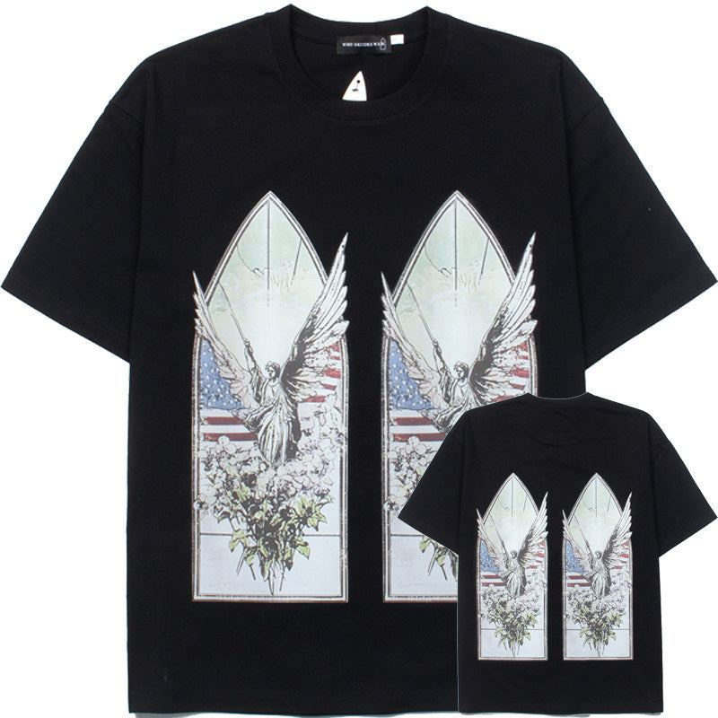 WHO DECIDES WAR Angel Graphic T-Shirt Unisex Oversized Streetwear Cotton Tee