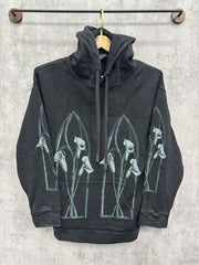 WHO DECIDES WAR Gothic Lily Graphic Hoodie Black Unisex Oversized Streetwear Pullover Sweatshirt