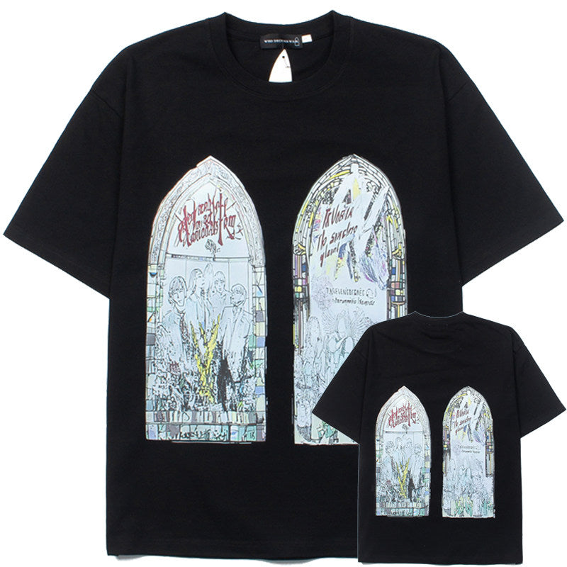 WHO DECIDES WAR Gothic Cathedral Graphic T-Shirt Unisex Oversized Streetwear Cotton Tee