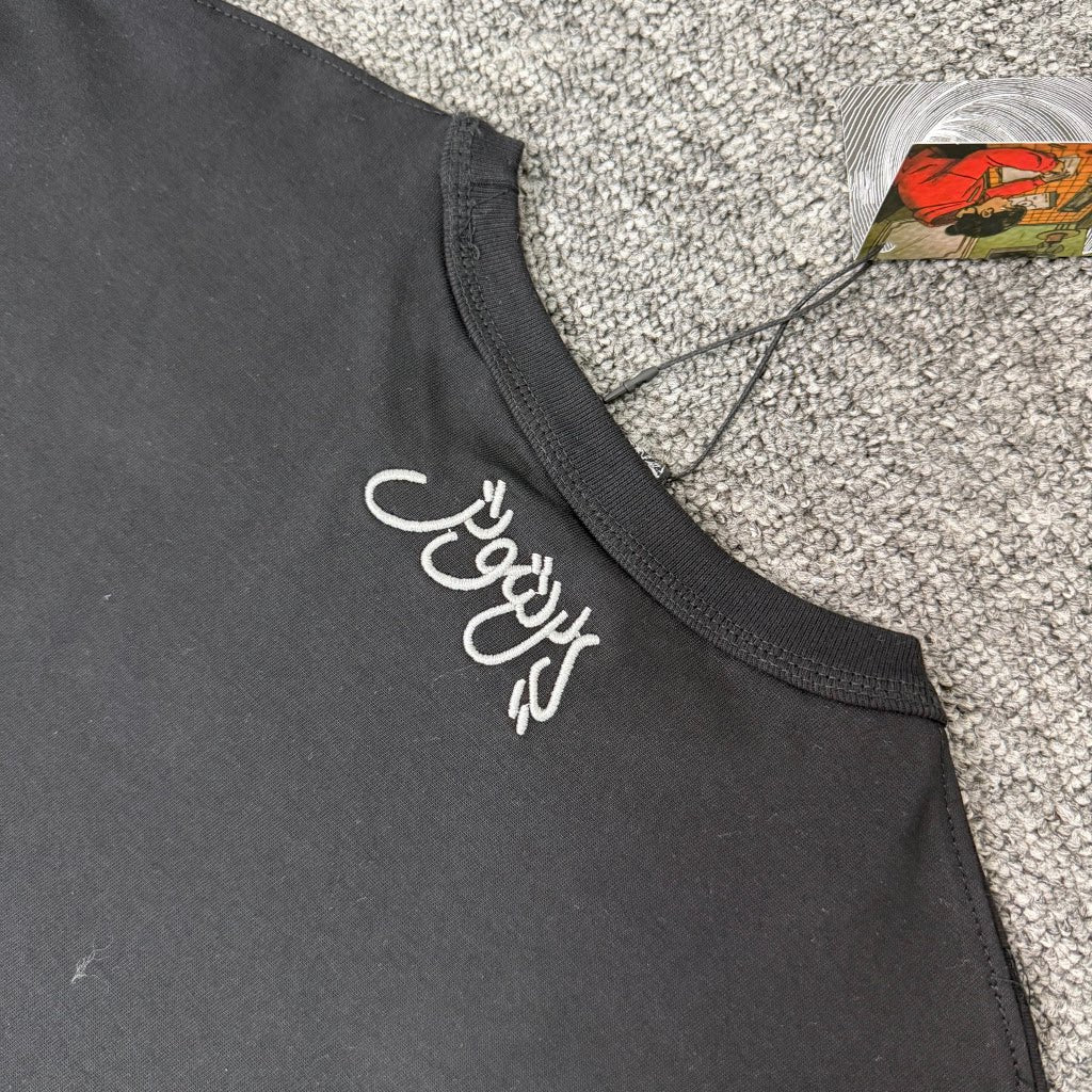 Derschutze American Street Style Heavy Embroidery Short-Sleeve T-Shirt, Unisex Loose Fit Hip Hop Pure Cotton Trendy Top