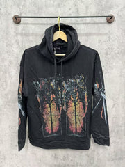 WHO DECIDES WAR Gothic Stained Glass Graphic Hoodie Unisex Oversized Streetwear Pullover