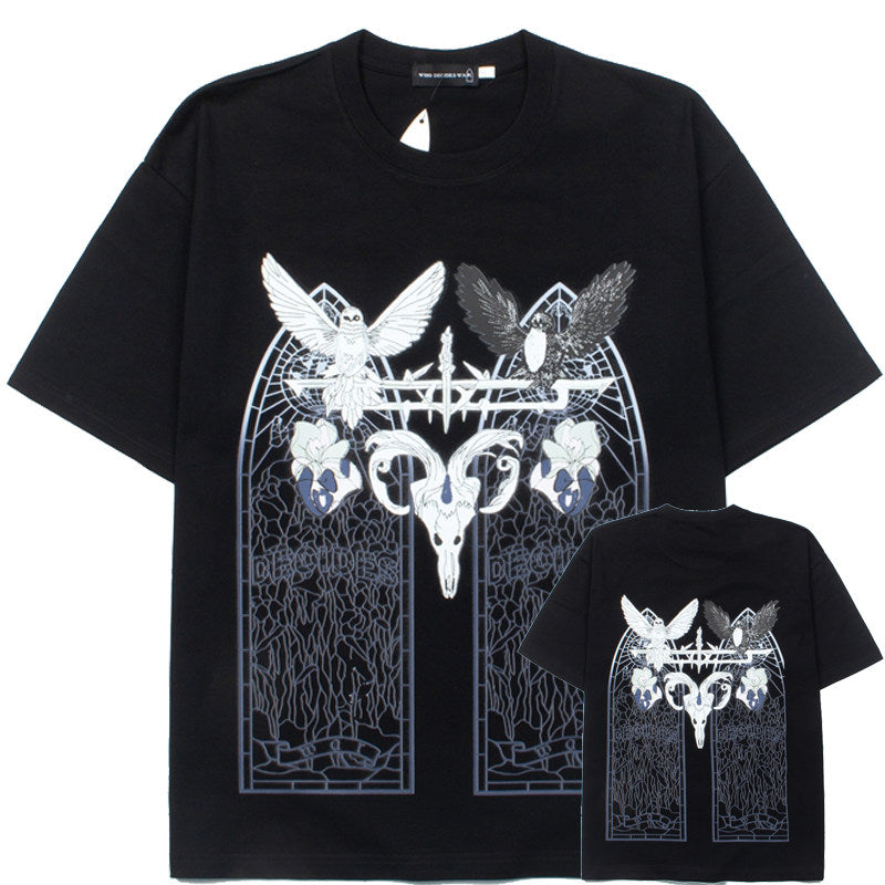 WHO DECIDES WAR Gothic Angel Graphic T-Shirt Unisex Oversized Streetwear Cotton Tee