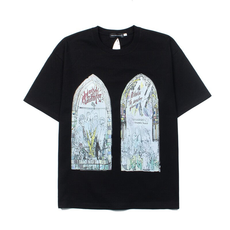 WHO DECIDES WAR Gothic Cathedral Graphic T-Shirt Unisex Oversized Streetwear Cotton Tee