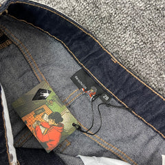 Derschutze trendy floral embroidered patchwork jeans for men and women, high street style, loose straight leg casual trousers.