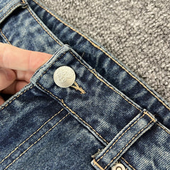 Derchutze niche retro ripped jeans for men and women, high street style, vibe embroidered loose silhouette casual trousers.