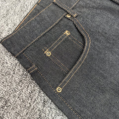 Derschutze American Street Style Heavy Embroidered Denim Shorts, Unisex Loose Fit Casual Five-Point Pants, Versatile Mid-Length Pants