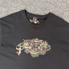 Derschutze Vintage Heavy Embroidery Tee Unisex Casual Loose Short Sleeve Street Style Shirt