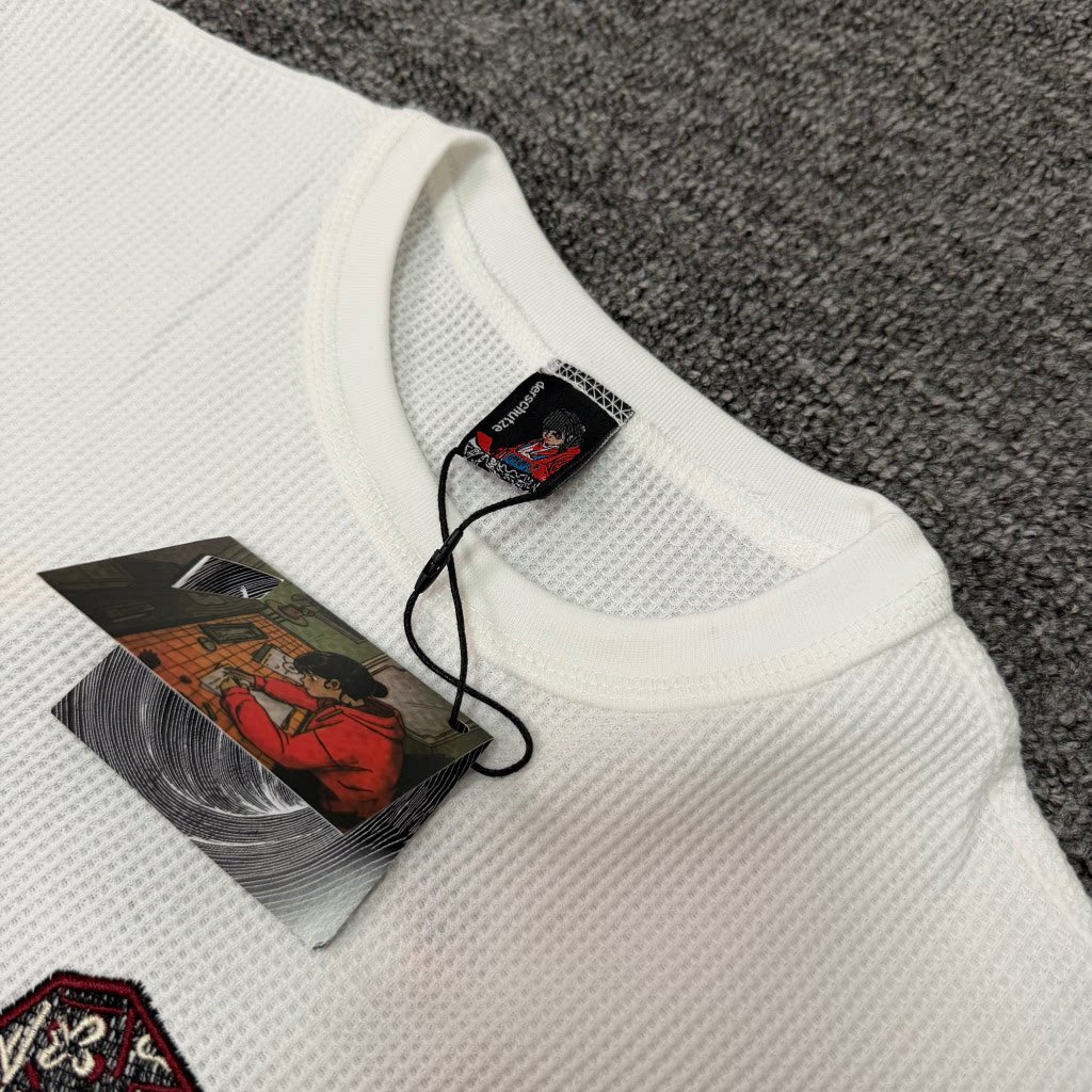 Derschutze American Street Style Waffle Embroidery Short-Sleeve T-Shirt, Unisex Loose Fit Crew Neck Versatile Trendy Top