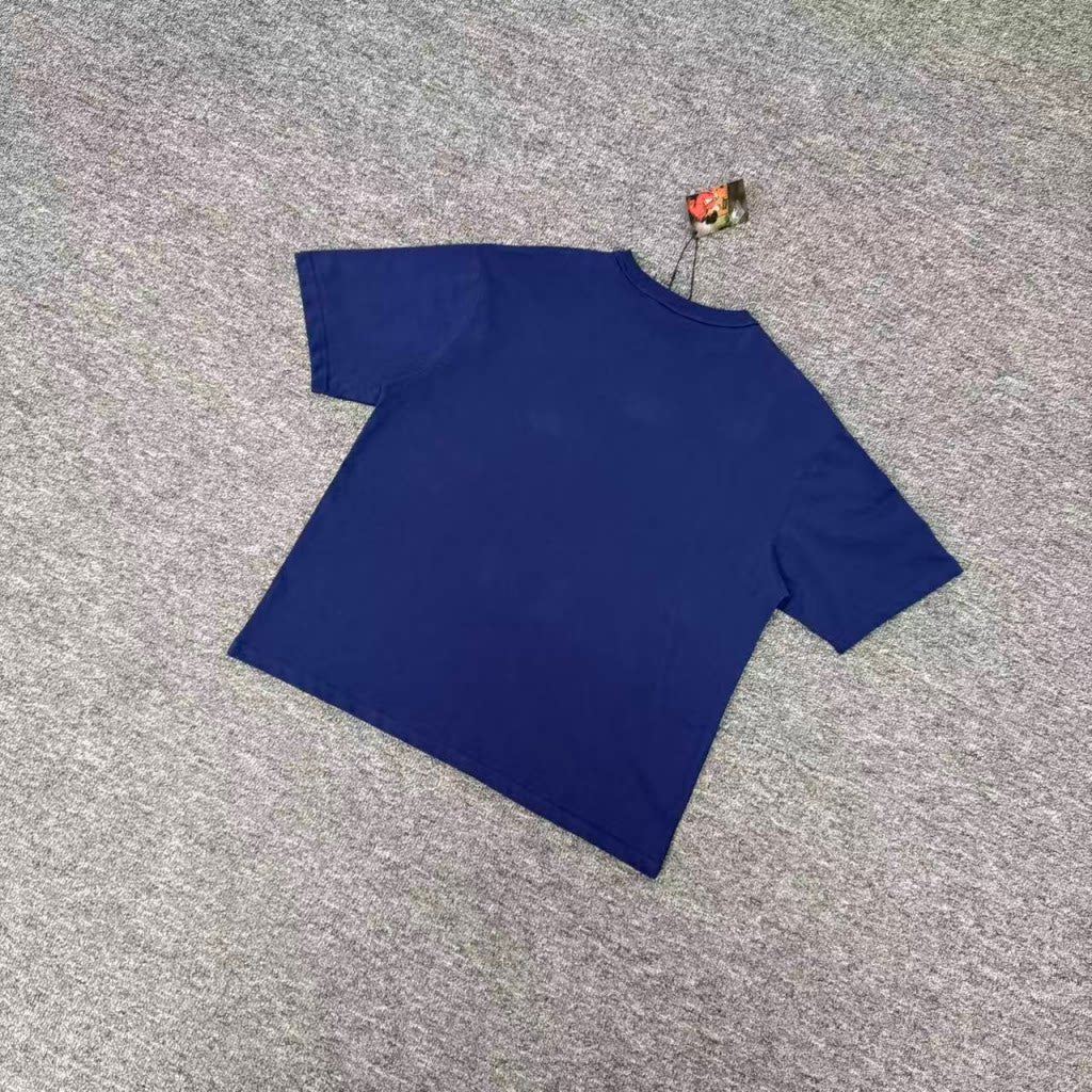 Derschutze American Street Style Box Print Short-Sleeve T-Shirt Men's Loose Crew Neck Pure Cotton Breathable Casual Top