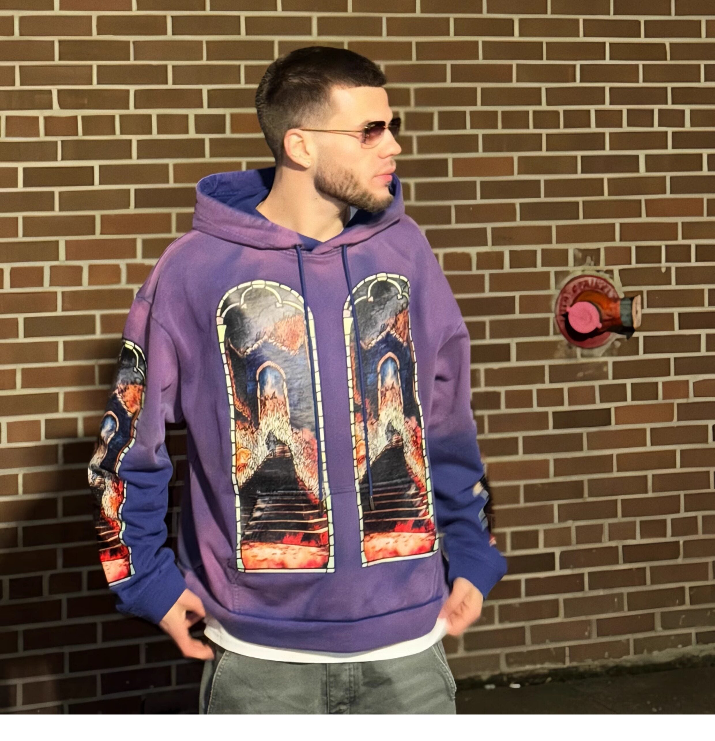 Who Decides War Stained Glass Purple Hoodie