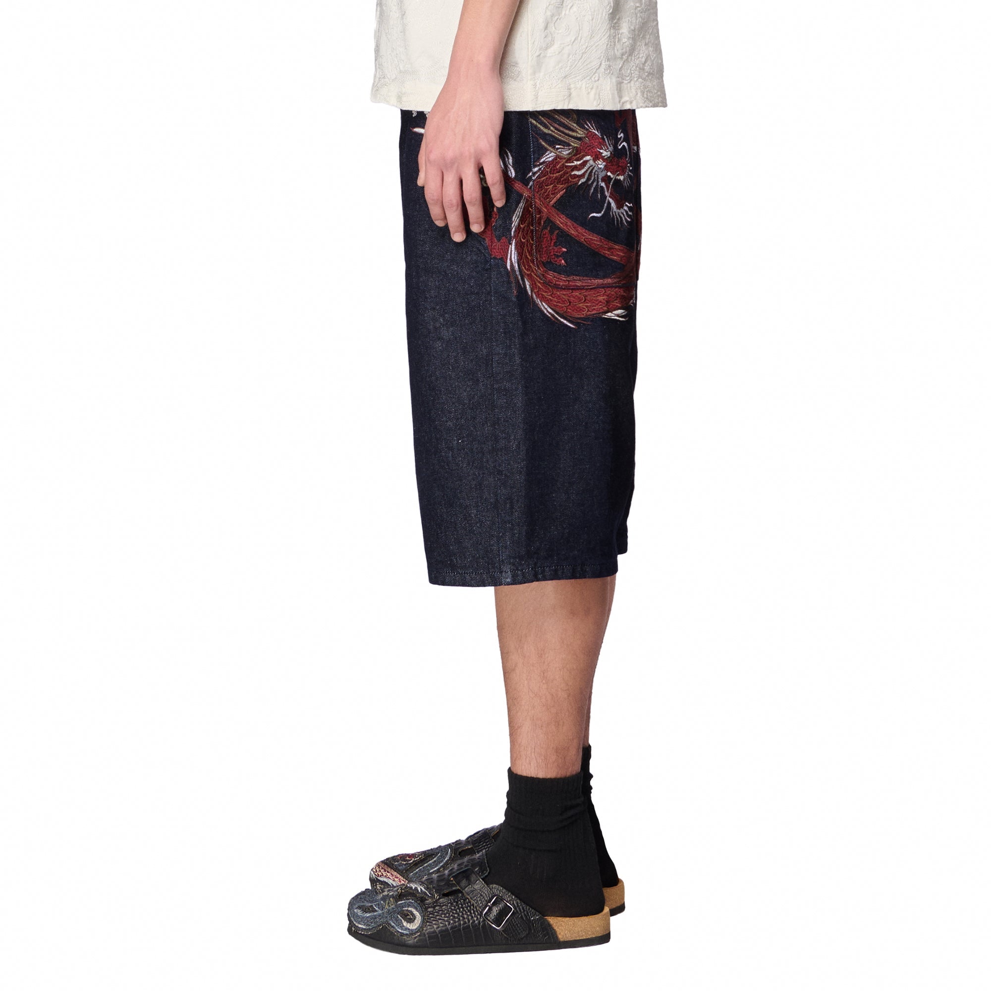 "yakuza" indigo raw Jorts 01