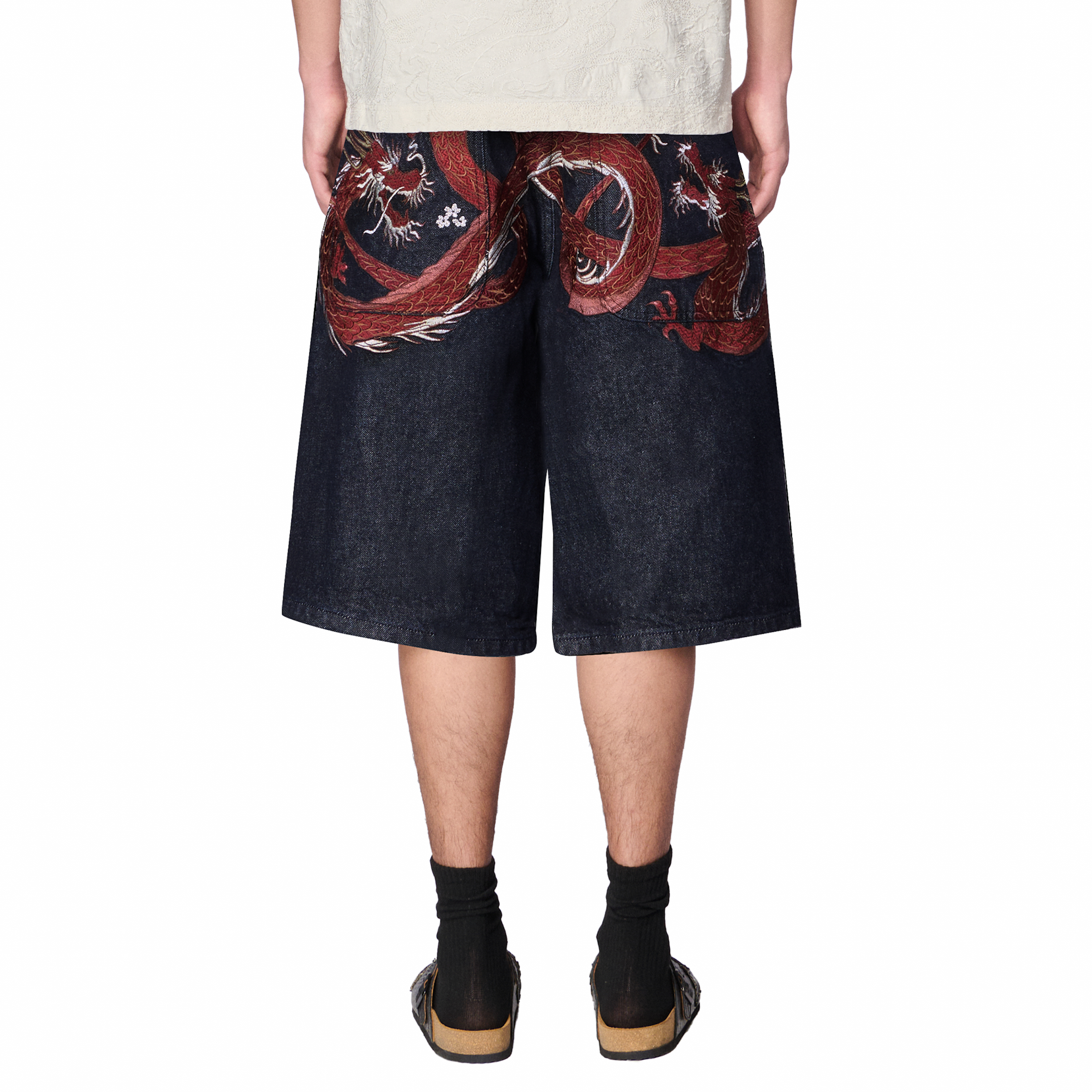 "yakuza" indigo raw Jorts 01